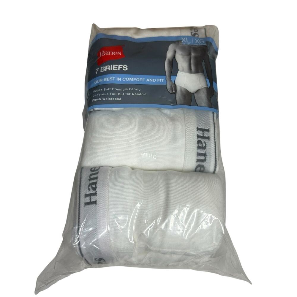 NEW 2007 Hanes Classics Full Cut Briefs 7 Pack Mens Sz XL 40 42 Underwear White